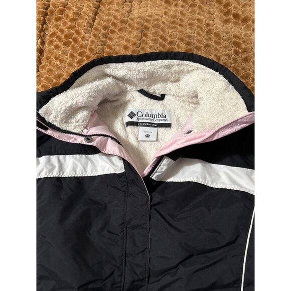 Columbia Youth Girls Insulated Winter Jacket Black Pink White Size 14/16 - Picture 4 of 15